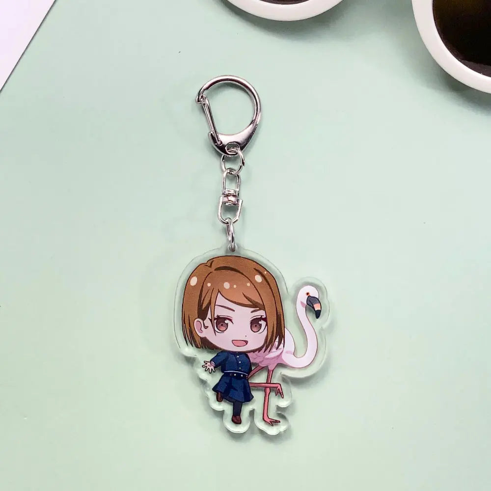 12PCS Anime Jujutsu Kaisen Acrylic Car Keychain Accessories Cartoon Creative Bag Charm Funny Key Holder Backpack Pandent Keyring