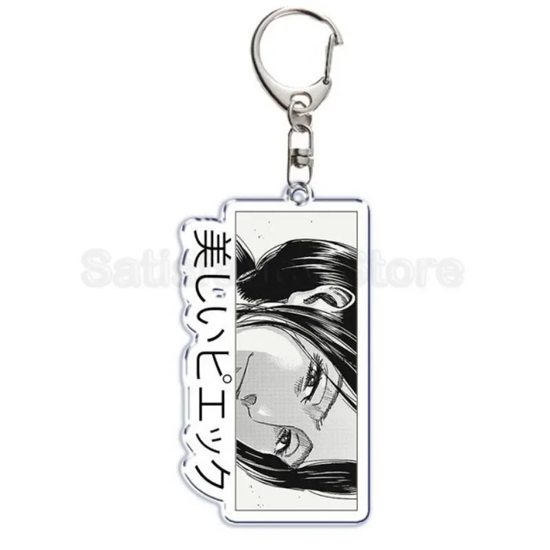 Anime Attacking of The Giants Levi Ackerman Allen Yeager Keychain Pendant Role Playing Double Sided Acrylic Keyring Jewelry Prop