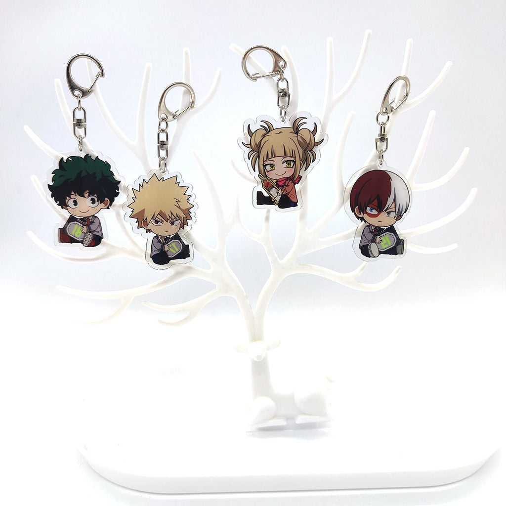 8pcs/set Anime Keychains My Hero Academy Acrylic Keychain Izuku Bakugo Katsuki Pendant Accessories Cute Cartoon Gifts wholesale