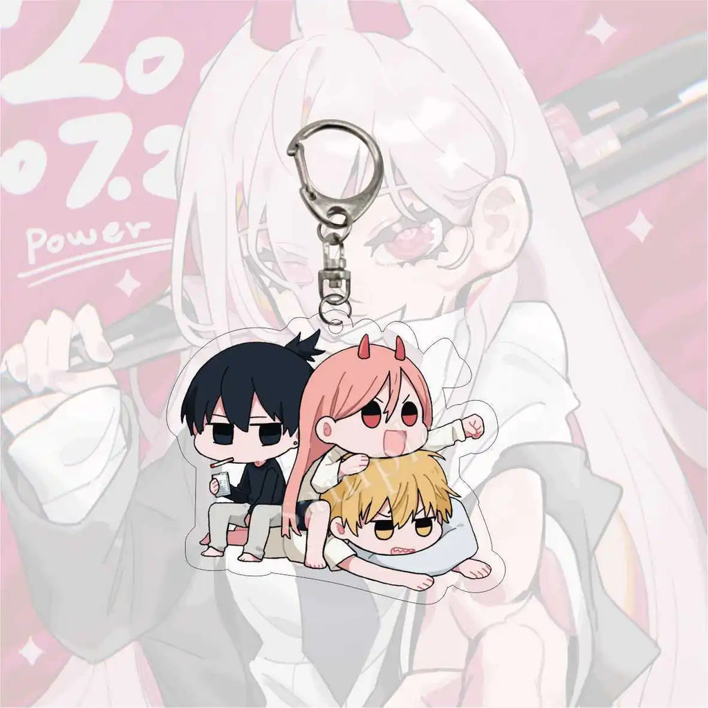Chainsaw Man Anime Keychain 5 5CM Acrylic Pendant Denji Makima Power Aki Hayakawa Kobeni  Anime Accessories