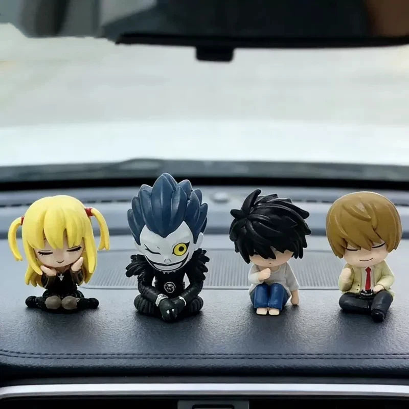 4pcs/Set Death Note Sleeping Figures L Lawliet Light Yagami Misa Amane Ryuk Cute Mini Figures Capsule Toy Car Decor Anime Gifts