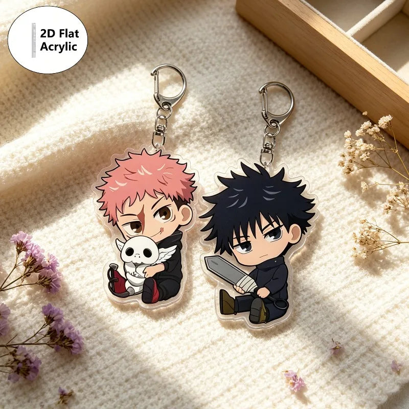 4/10pcs/set Anime Keychain Jujutsu Kaisen Key Chain Women Accessories Cute Bag Pendant Key Ring Acrylic Cartoon for Friend Gifts
