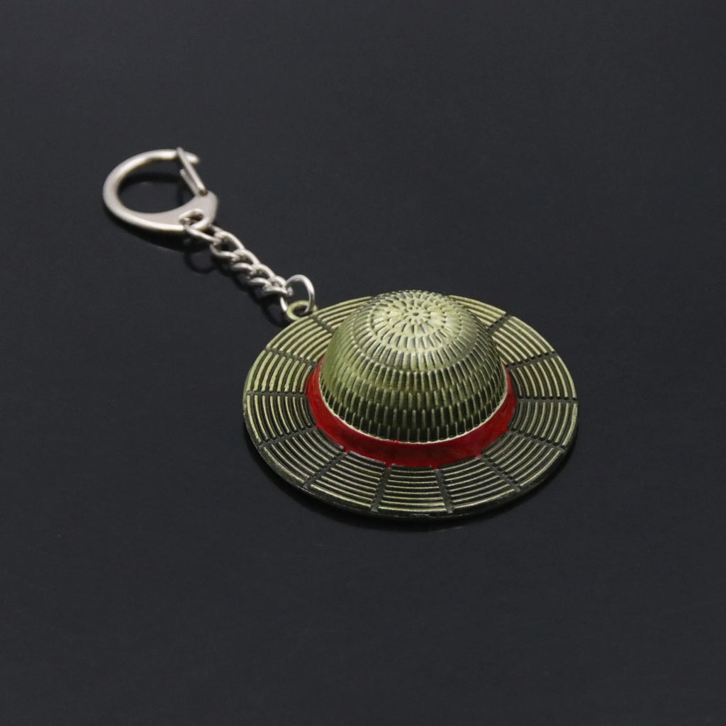 Classic Anime Pirate Straw Hat Keychain – Metal Pendant Bag Charm