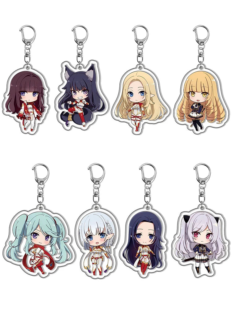 Anime The Eminence In Shadow Keychain Cute Figure Cid Kageno Alpha Beta Gamma Delta Pendant KeyRing Bag Accessories Jewelry Gift