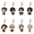 4/8pcs/set Anime Keychain Attack on Titan Cute Cartoon Car Accessories for Bag Pendant Shingeki No Kyojin Friend Gifts wholesale