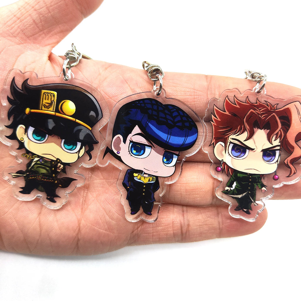 5/8pcs/set Anime JOJO Bizarre Adventure Keychain Key Chain for Accessories Cute Bag Pendant Key Ring Acrylic Cartoon wholesale
