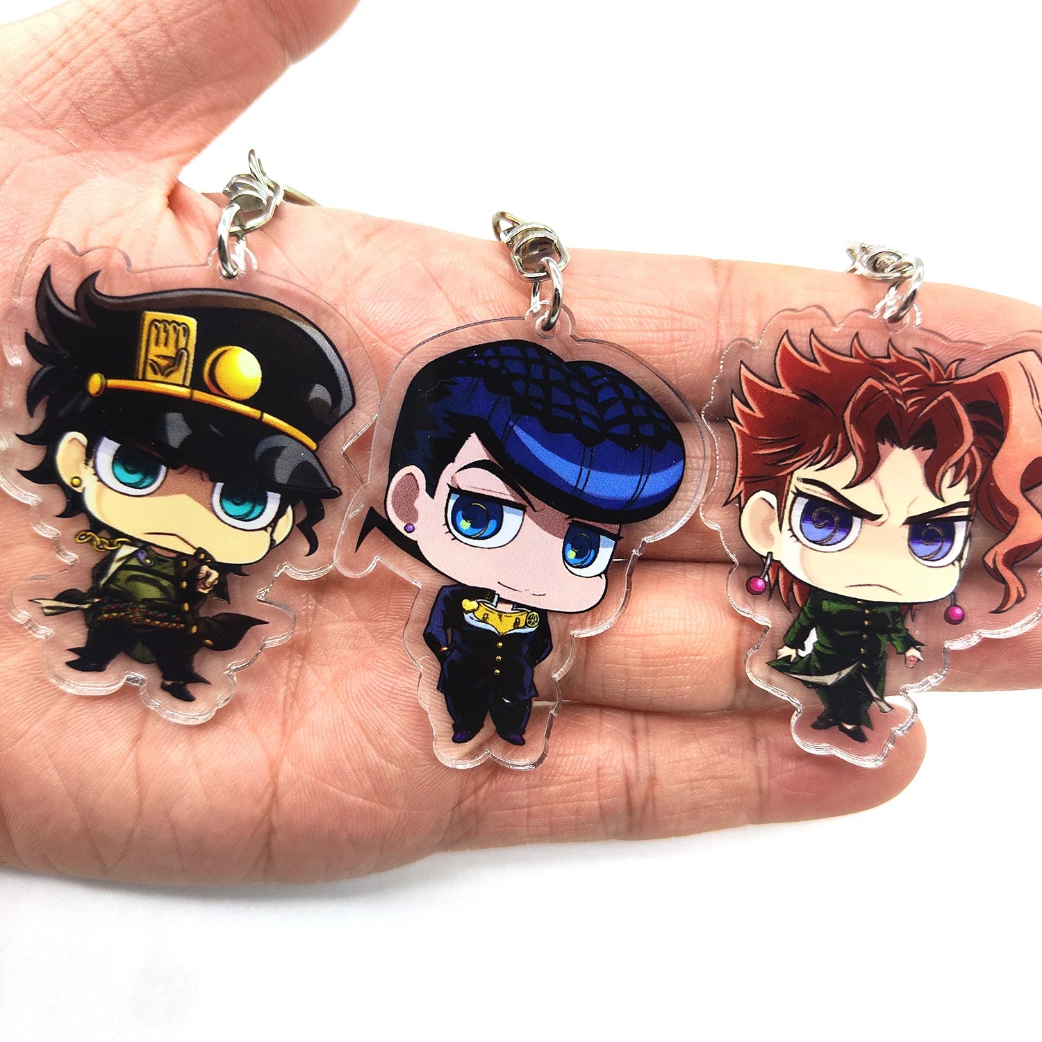 5/8pcs/set Anime JOJO Bizarre Adventure Keychain Key Chain for Accessories Cute Bag Pendant Key Ring Acrylic Cartoon wholesale