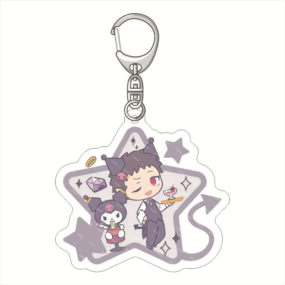 Anime Welcome To Demon-School Iruma-kun Keychain Figure Suzuki Iruma Valac Clara Key Chain Acrylic Keyring Car Bag Decoration