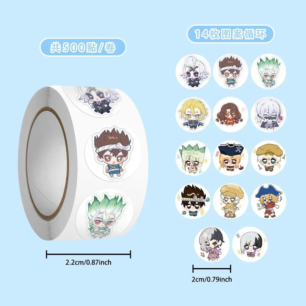 500Pc/Roll Anime Dr.STONE Ishigami Senkuu Stickers For DIY Laptop Envelope Scrapbook Car Motorcycle Decal Gift