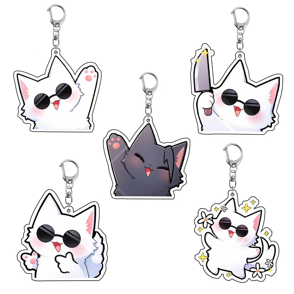 5pcs/set Anime Gojo Satoru cat Keychain Key Chain Accessories Cute Bag Pendant Key Ring Acrylic Cartoon Friends Gift wholesale