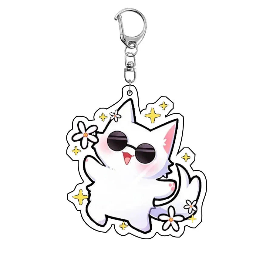 5pcs/set Anime Gojo Satoru cat Keychain Key Chain Accessories Cute Bag Pendant Key Ring Acrylic Cartoon Friends Gift wholesale