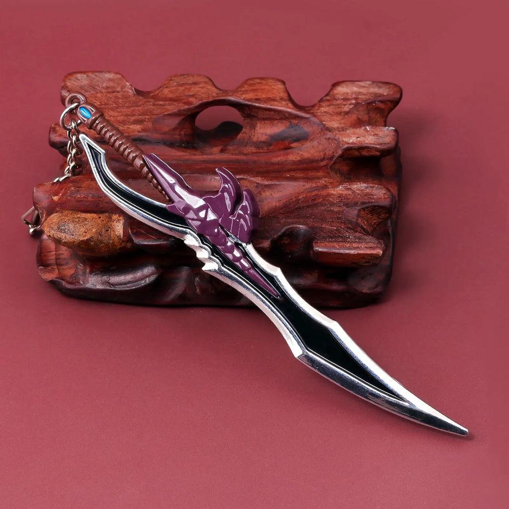 Game Solo Leveling Keychain Strongest Hunter Cheng Xiaoyu Knight Killer Fangs Baruka Metal Weapon Model Collection Value Gift