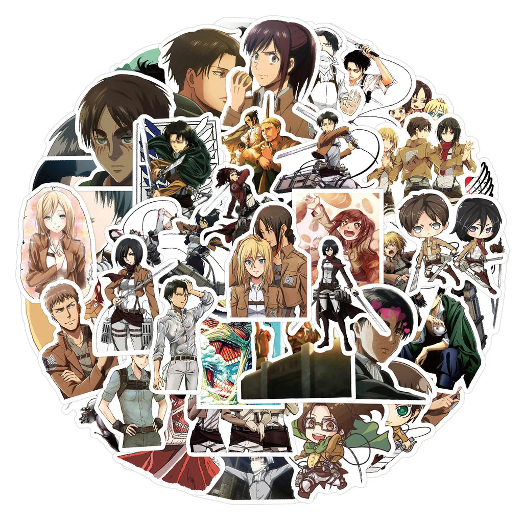 50Pcs Attack on Titan Stickers DIY Stickers Scrapbooking Phone Luggage Skateboard Waterproof Decals