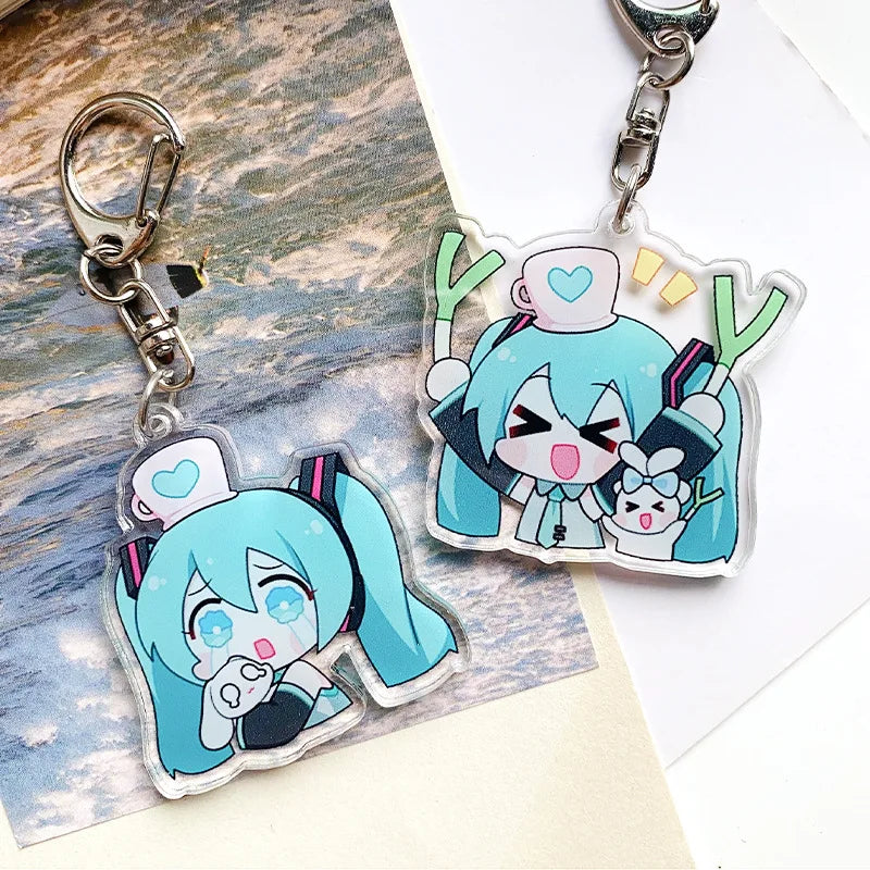 Hatsune Miku Acrylic Keychain Cute Girl Anime Peripheral Creativity Cute Backpack Pendant Decor Fashion Surprise Couple Toy Gift
