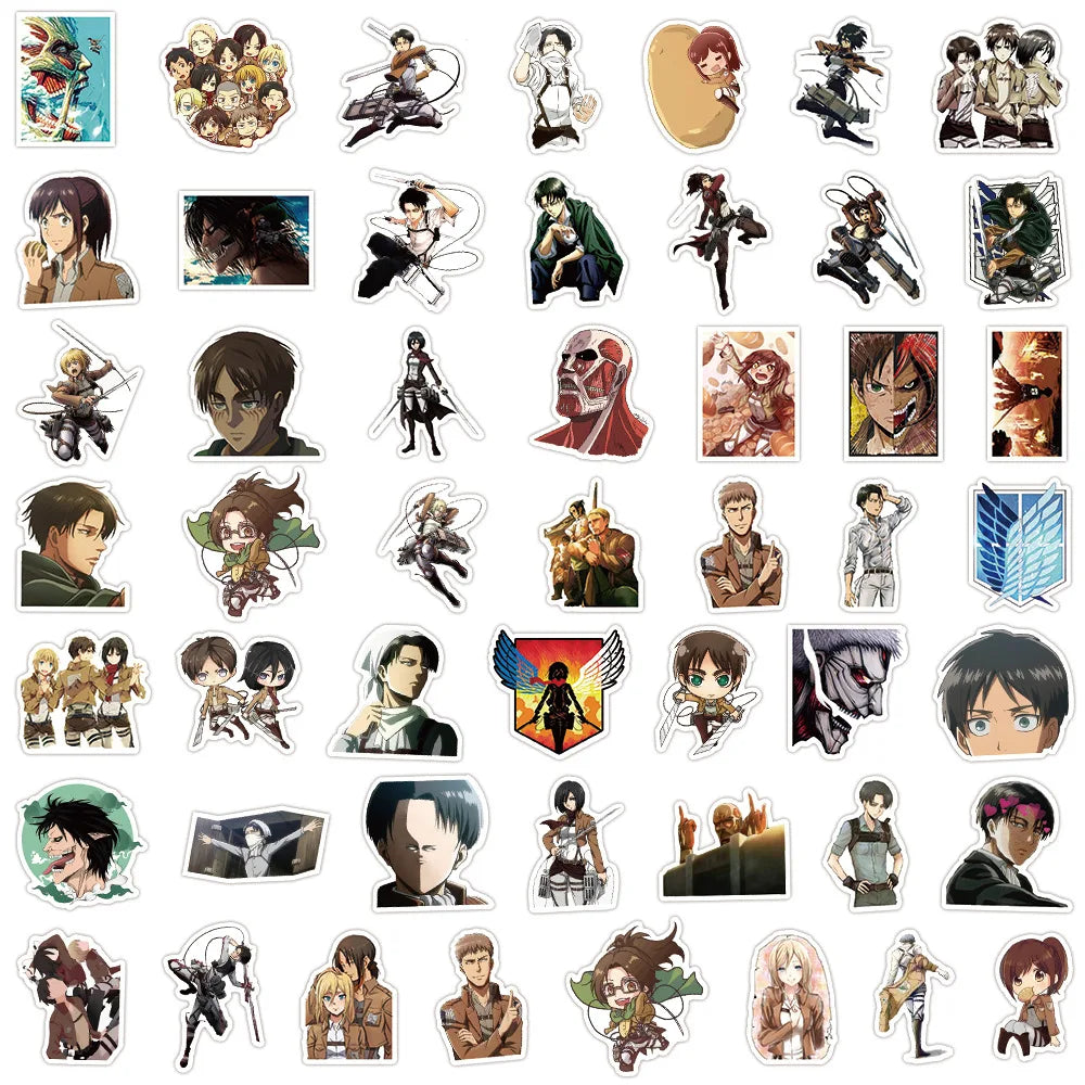 50Pcs Attack on Titan Stickers DIY Stickers Scrapbooking Phone Luggage Skateboard Waterproof Decals