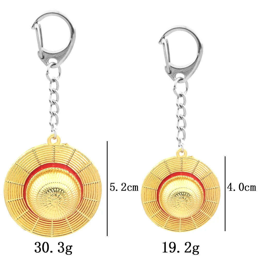 Classic Anime Pirate Straw Hat Keychain – Metal Pendant Bag Charm