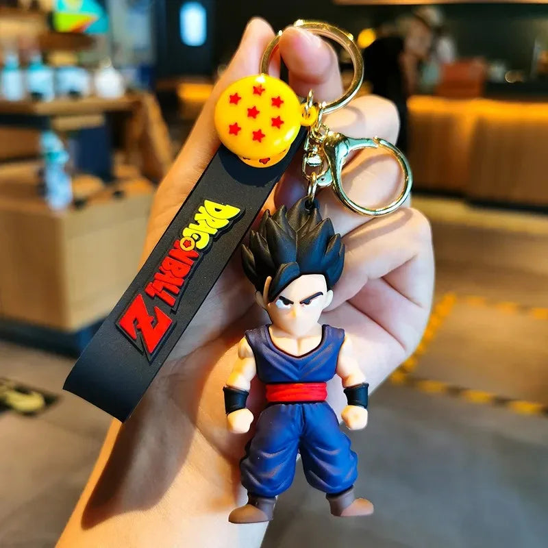 Anime Dragon Ball SonGoku Keychain Jewelry Son Goku Vegeta Piccolo Action Figures for Bag Decoration