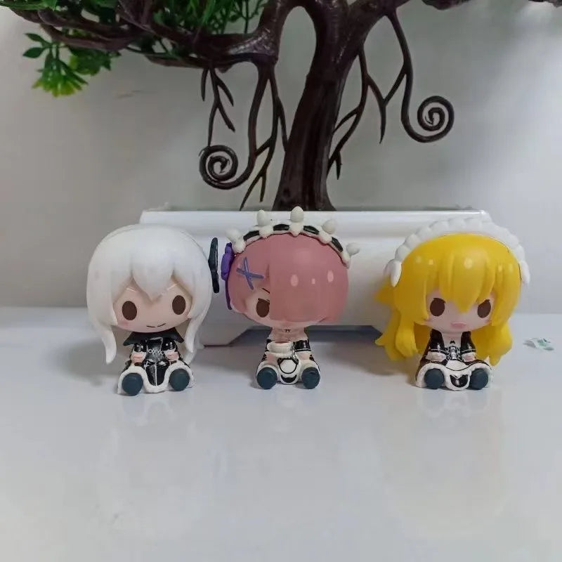 Cartoon Emilia Ram Figure Cute Re Zero Rem Figurines Starting Life in Another World Sculpture Japanese Anime Figure Home Decor