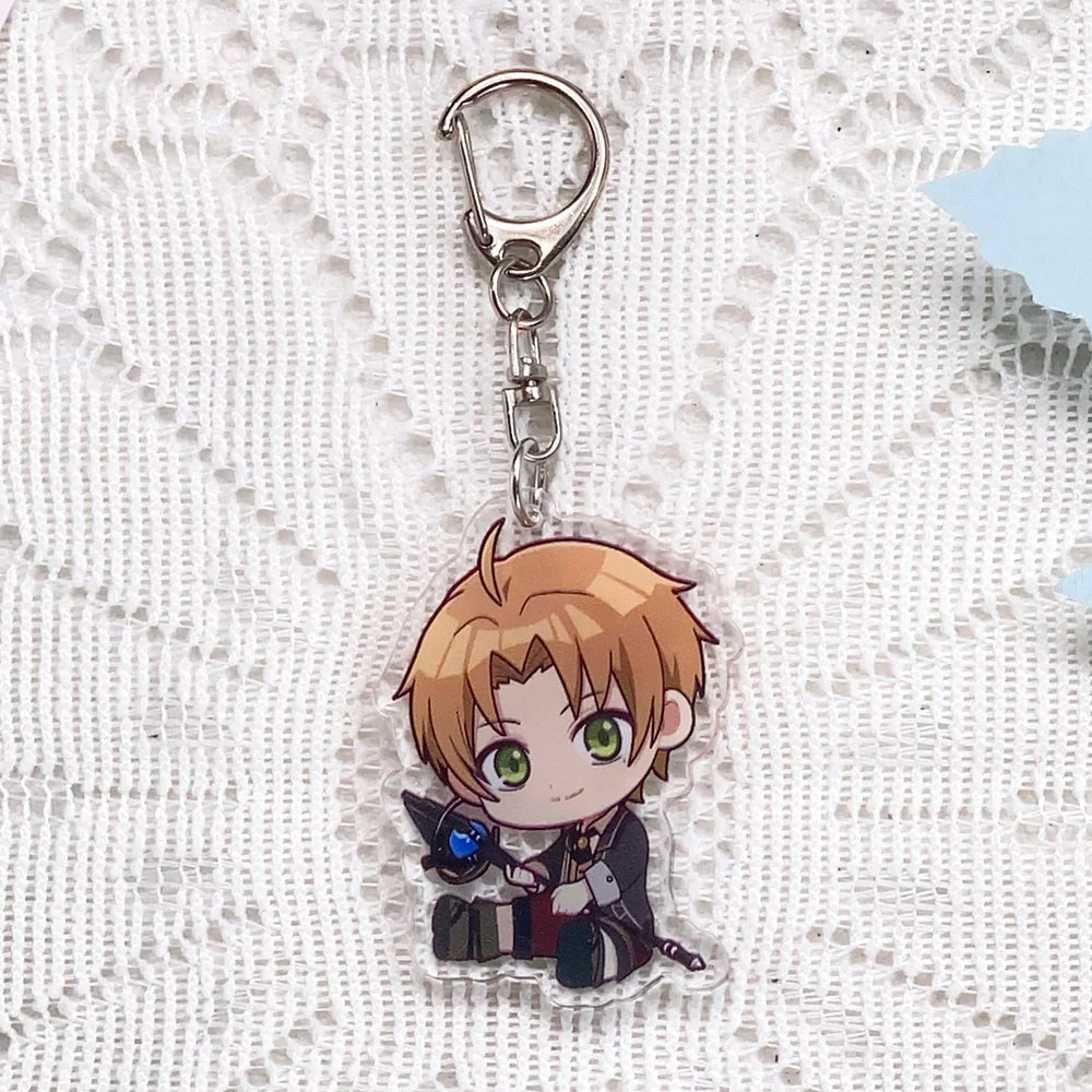1/11PCS Anime Characters Mushoku Tensei Acrylic Keychain Accessories Cartoon Keyrings Friends Gifts Bag Charms Backpack Pendant