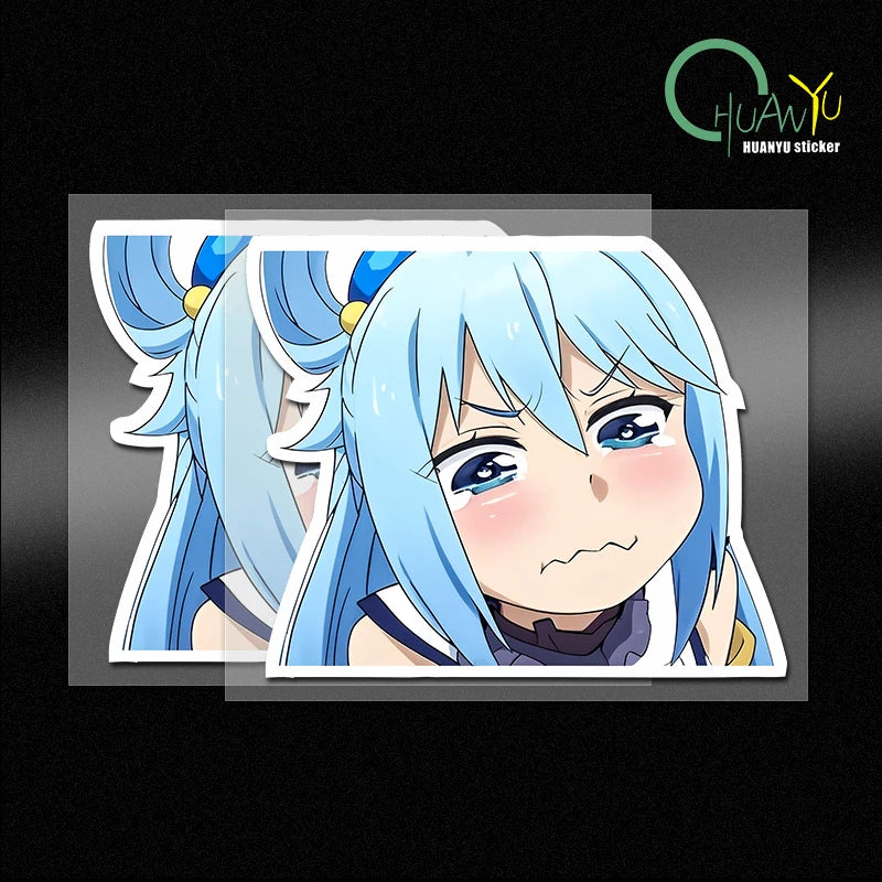 Aqua Konosuba  5PCS Stickers for Background Window Luggage Living Room Home Water Bottles Wall Room Print Decorations Art