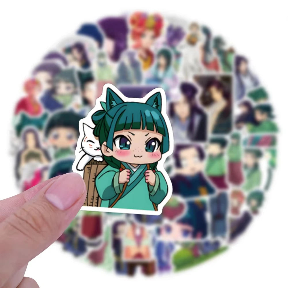 60Pcs Maomao Apothecary Diaries Stickers Jinshi DIY Stickers Scrapbooking Phone Luggage Skateboard Vinyl Waterproof Decals