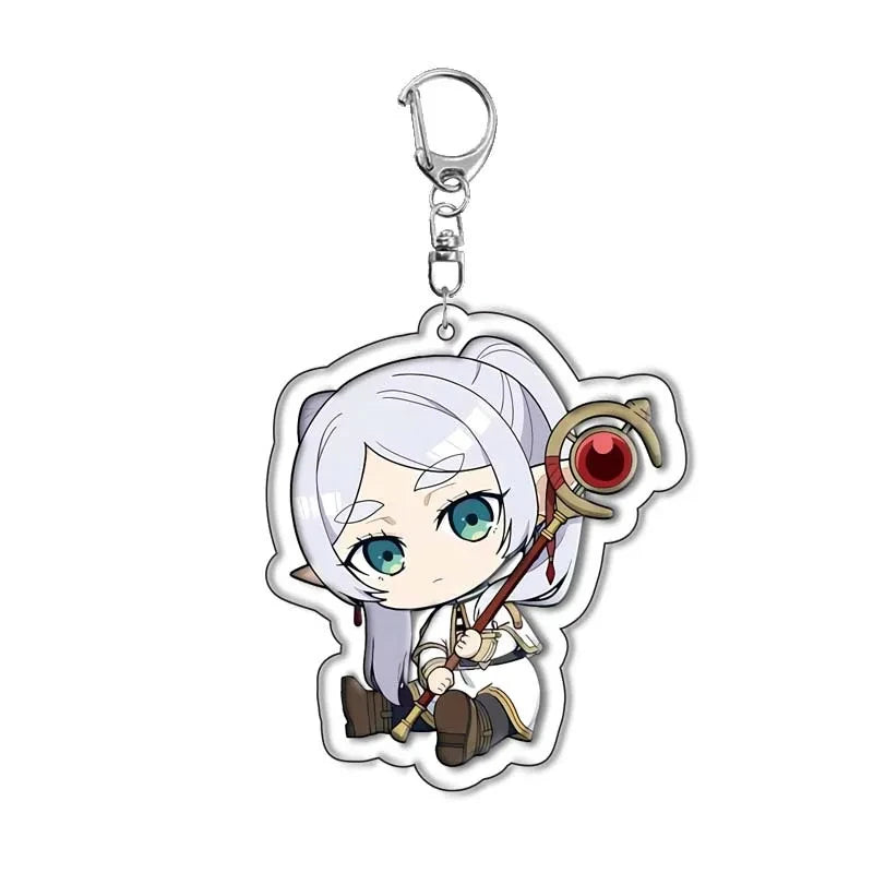 Anime Frieren At The Funeral Keychains Cartoon Figure Himmel Key Chain Ring Pendant Jewelry Fans Gift Cosplay Bag Accessories