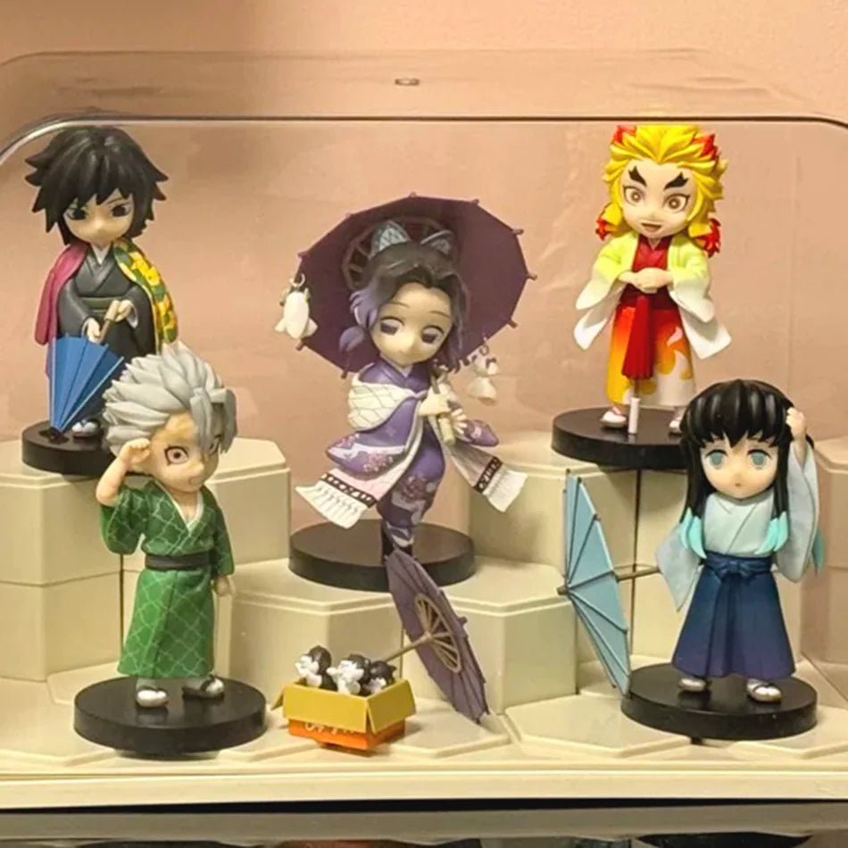 New Anime Figure Demon Slayer Figures Kimetsu No Yaiba Doll Plum Rain Series Blind Box Figurine Warrior Action Figure Model Toys