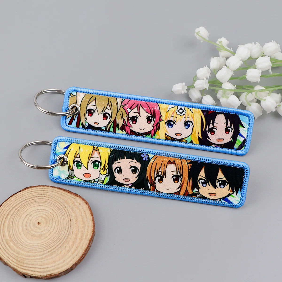 Popular Anime Key Tag Cool Embroidery Keychains Motorcycles Chibi Characters Keychains Adorn Key Ring Accessories Fans Gifts 1pc