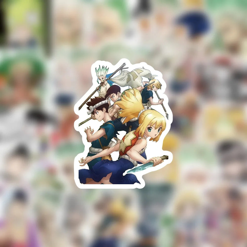 54PCS Dr.STONE Japan Comics Stickers Cartoon Figure Graffiti Decoration DIY Notebook Suitcase Guitar Phone Refrigerator Decals