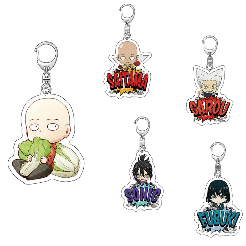 Acrylic One Punch Man Anime Keychain Llavero Lovely Bag Charms Pendant Friends Gift Fans Fun Key Chain Cute Souvenir Kingring