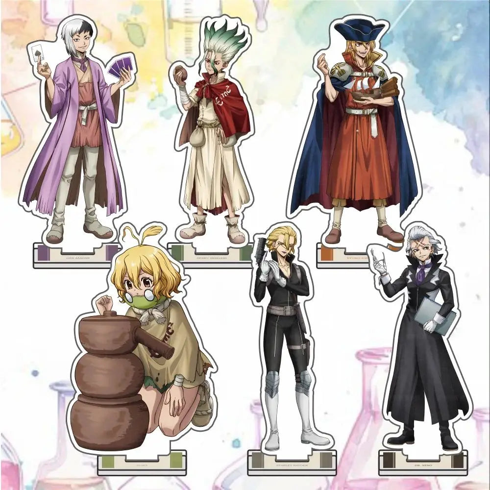 Hot anime Dr.Stone acrylic keychain model cosplay charm characters Senku Tsukasa Taiju kuromu key ring fans Christmas gifts