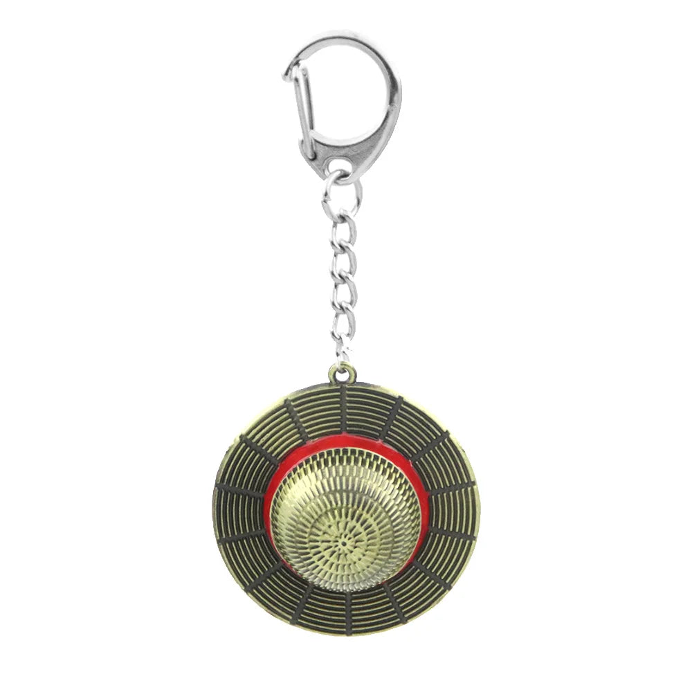 Classic Anime Pirate Straw Hat Keychain – Metal Pendant Bag Charm