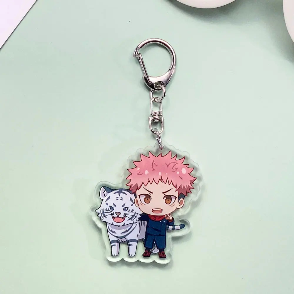 12PCS Anime Jujutsu Kaisen Acrylic Car Keychain Accessories Cartoon Creative Bag Charm Funny Key Holder Backpack Pandent Keyring