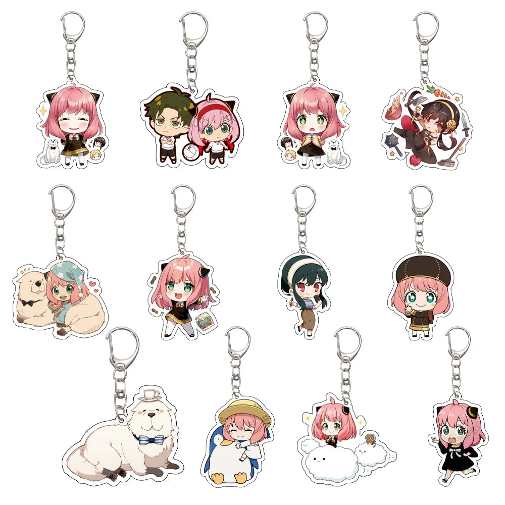 55MM Anime SPY FAMILY Keychain Anya Forger/Yor Forger/Bond Forger/Franky Franklin Key Chain Acrylic Model Plate Christmas Gifts