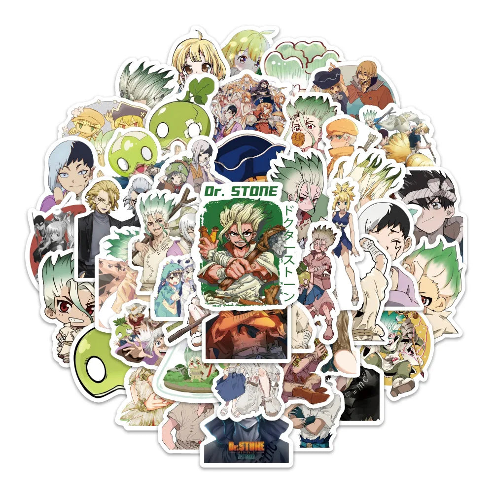 54PCS Dr.STONE Japan Comics Stickers Cartoon Figure Graffiti Decoration DIY Notebook Suitcase Guitar Phone Refrigerator Decals