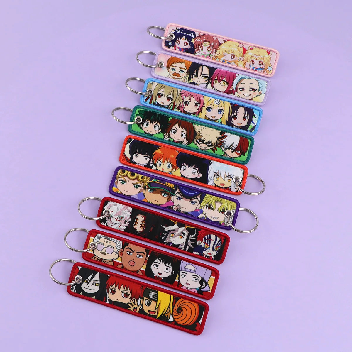 Popular Anime Key Tag Cool Embroidery Keychains Motorcycles Chibi Characters Keychains Adorn Key Ring Accessories Fans Gifts 1pc