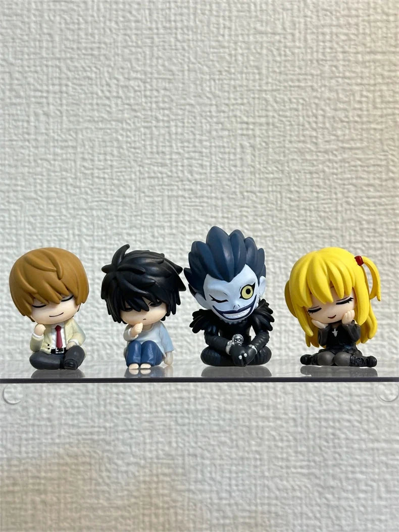 4pcs/Set Death Note Sleeping Figures L Lawliet Light Yagami Misa Amane Ryuk Cute Mini Figures Capsule Toy Car Decor Anime Gifts