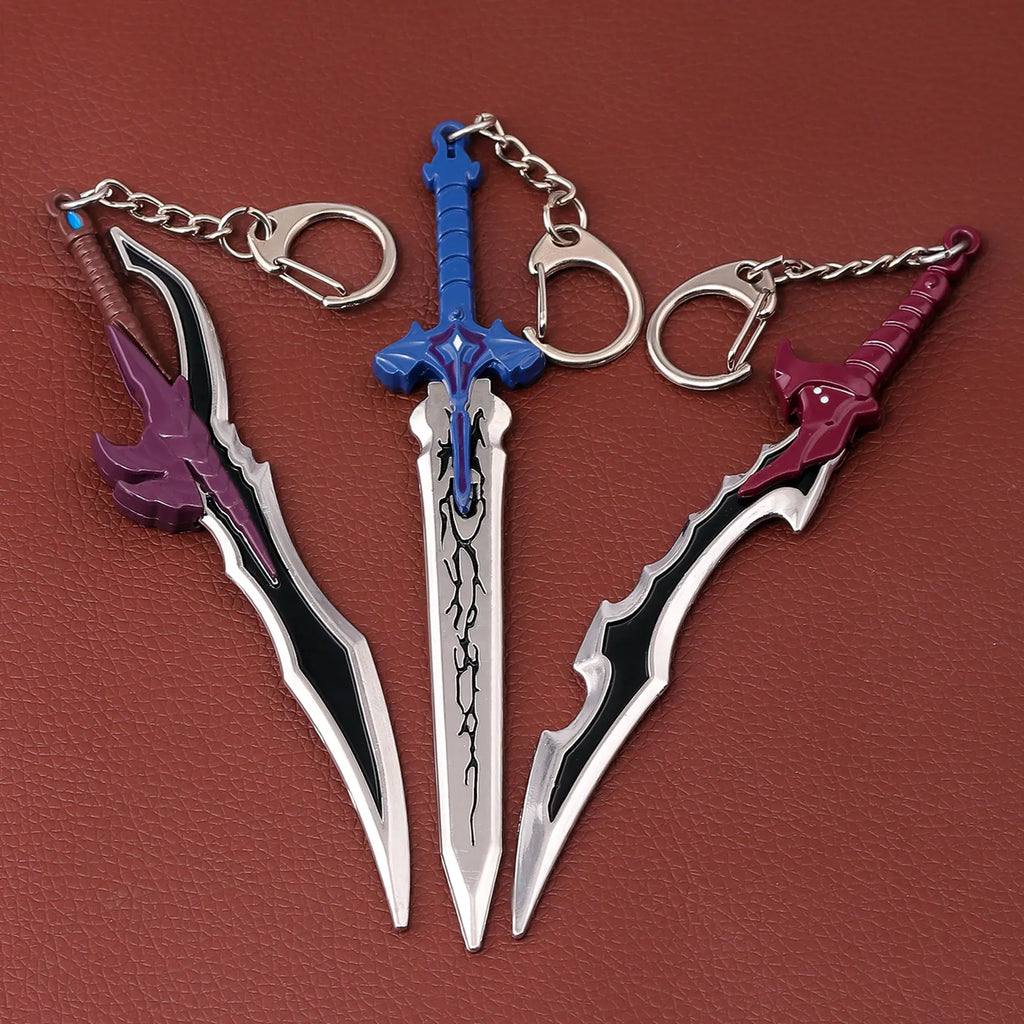 Game Solo Leveling Keychain Strongest Hunter Cheng Xiaoyu Knight Killer Fangs Baruka Metal Weapon Model Collection Value Gift