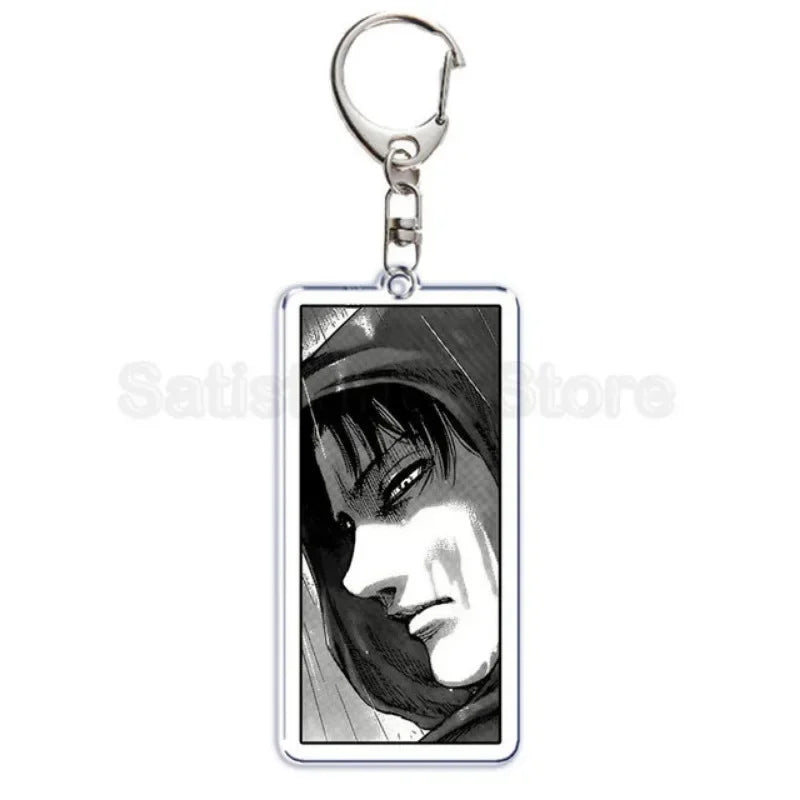 Anime Attacking of The Giants Levi Ackerman Allen Yeager Keychain Pendant Role Playing Double Sided Acrylic Keyring Jewelry Prop