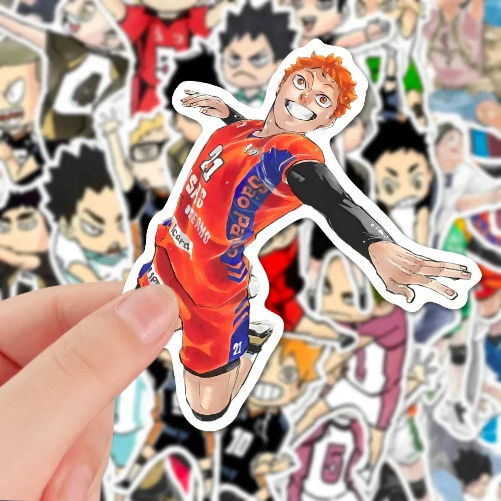 60pcs Anime Haikyuu Graffiti Stickers Cute Volleyball Hinata Shoyo Tobio Kageyama Laptop Guitar Decoration Toys