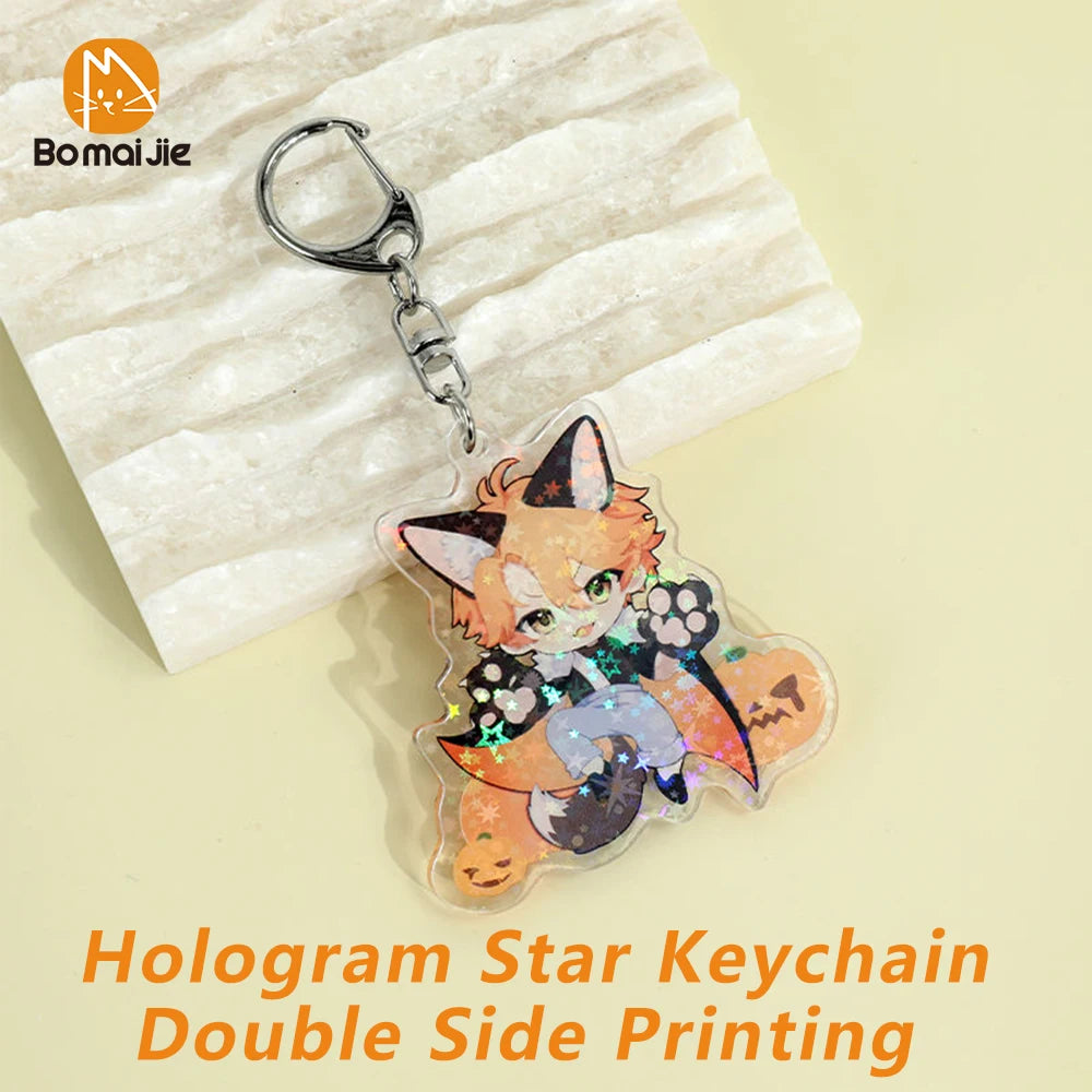 Custom Keychain Cartoon Acrylic Key Chain Photo Customized Anime Charms Hologram Clear Personalized Designer Car Keychains