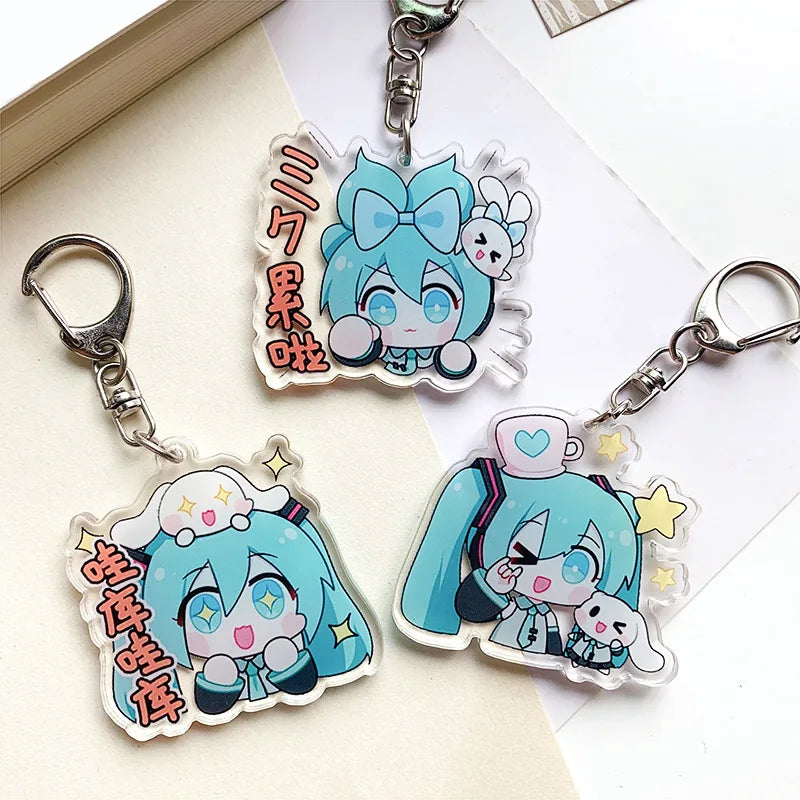 Hatsune Miku Acrylic Keychain Cute Girl Anime Peripheral Creativity Cute Backpack Pendant Decor Fashion Surprise Couple Toy Gift