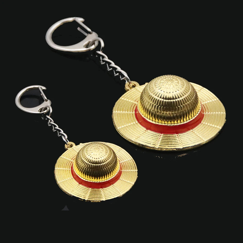 Classic Anime Pirate Straw Hat Keychain – Metal Pendant Bag Charm