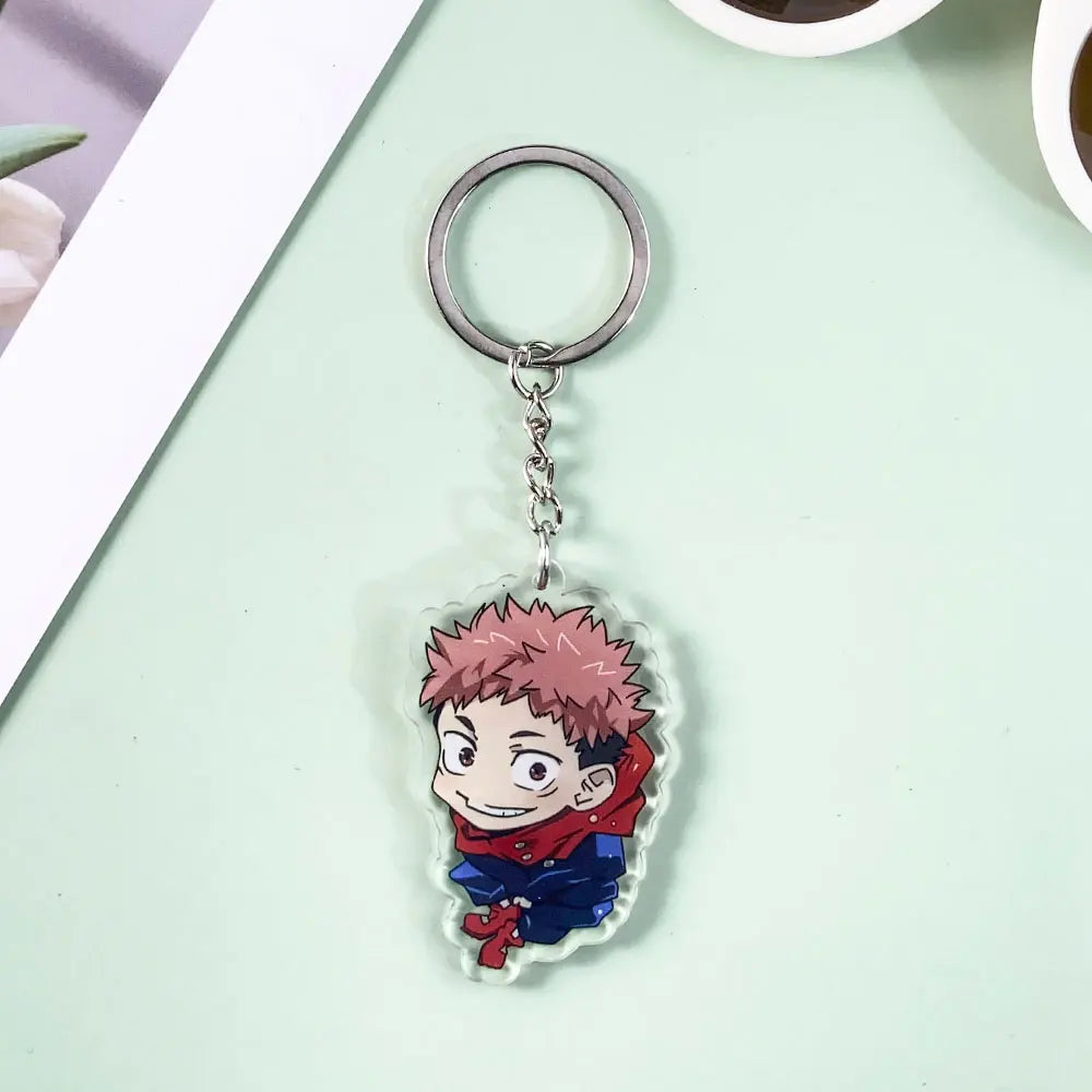1/9PCS Anime Jujutsu Kaisen Acrylic Car Keychain Accessories Cartoon Creative Bag Charm Cute Key Holder Backpack Pandent Keyring