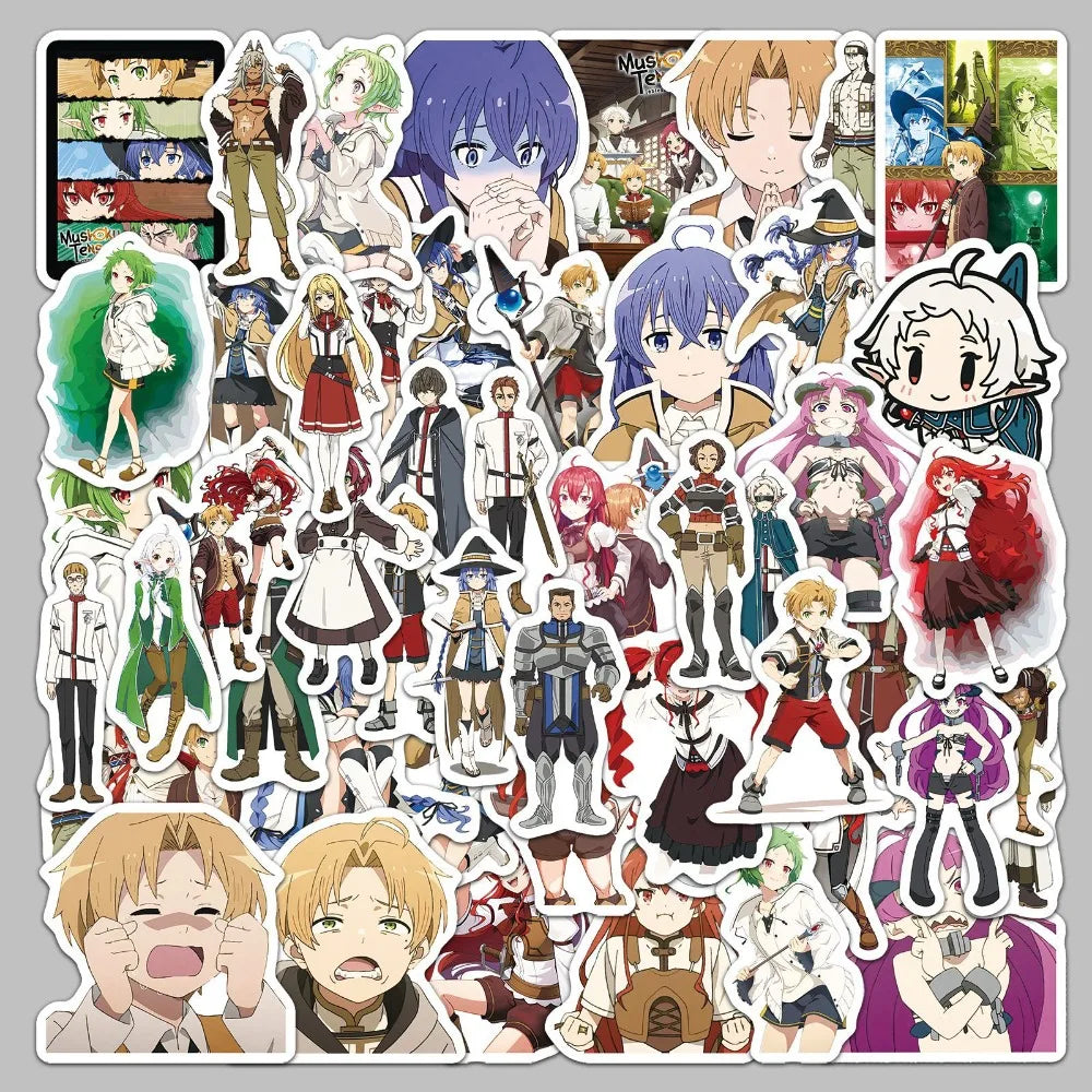 50pcs Anime Jobless Reincarnation (Mushoku Tensei) Cartoon Suitcase Stationery Laptop Computer Guitar Cell Phone Decorate Decals