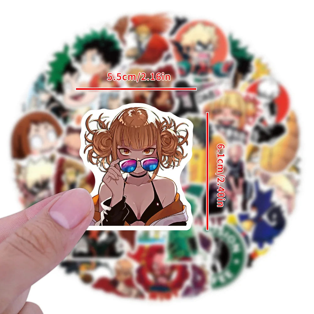 50Pcs My Hero Academia Stickers DIY Decoration Waterproof Skateboard Notebook Luggage Laptop Phone Fridge Decals