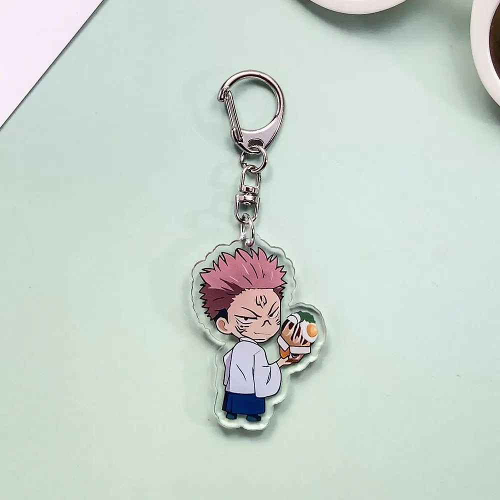8PCS Anime Jujutsu Kaisen Acrylic Car Keychain Accessories Cartoon Creative Bag Charm Cute Key Holder Backpack Pandent Keyring