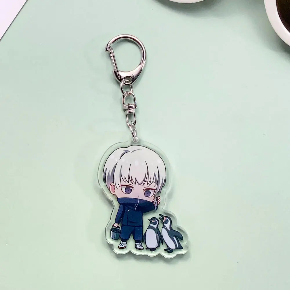 12PCS Anime Jujutsu Kaisen Acrylic Car Keychain Accessories Cartoon Creative Bag Charm Funny Key Holder Backpack Pandent Keyring