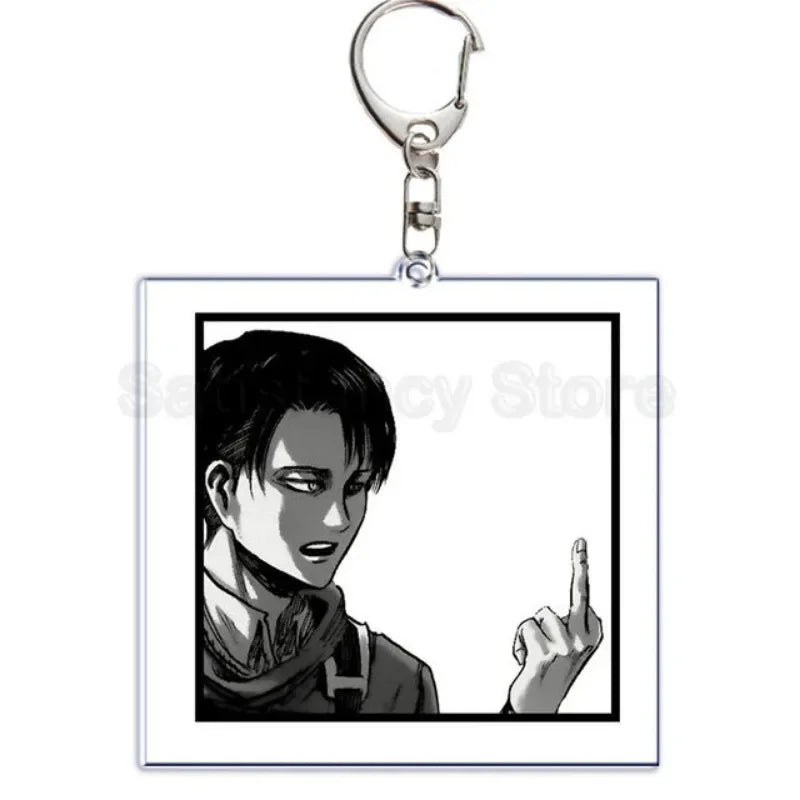 Anime Attacking of The Giants Levi Ackerman Allen Yeager Keychain Pendant Role Playing Double Sided Acrylic Keyring Jewelry Prop
