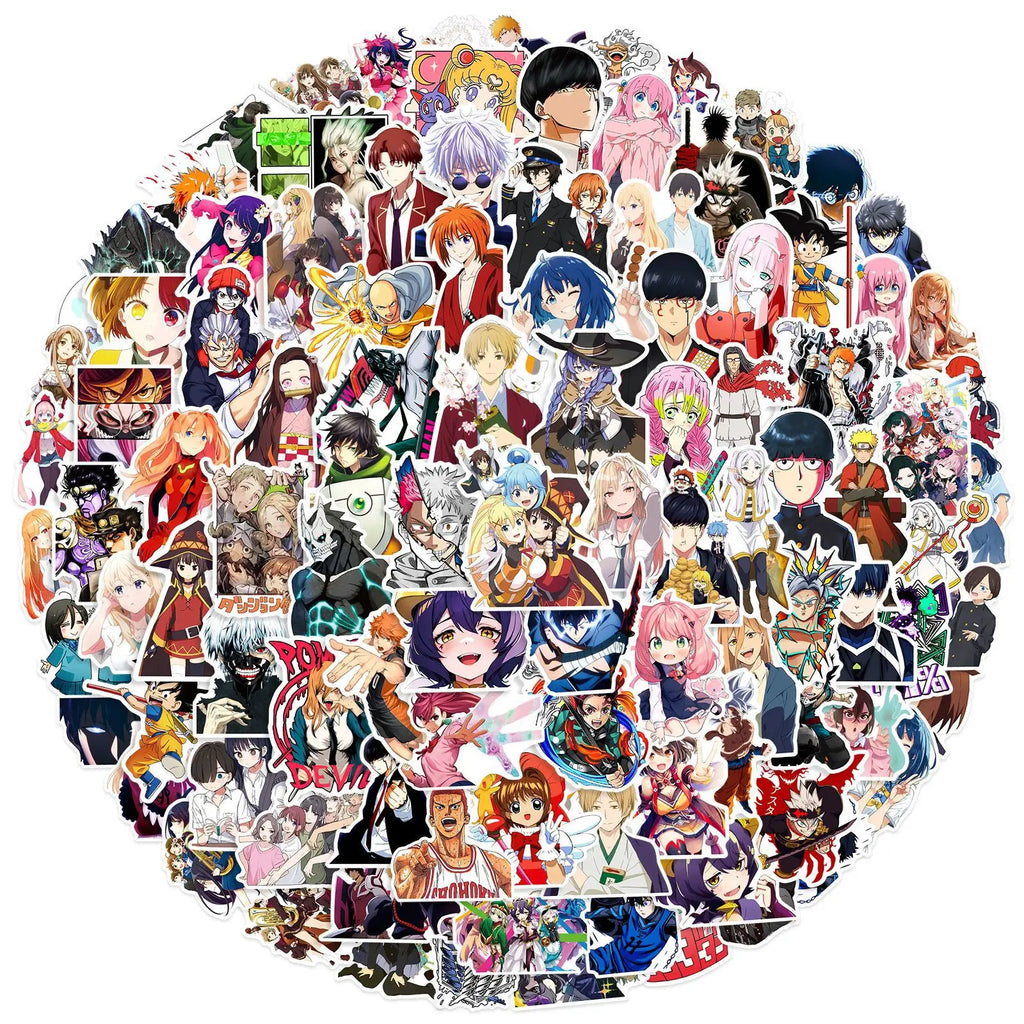 100Pcs Cartoon Japanese Manga Mixed Graffiti Stickers Notebook Phone Luggage Car Electric Car Stickers
